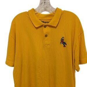 Disney Store Goofy Embroidered Yellow Polo Shirt Mens Large Cotton Short Sleeve